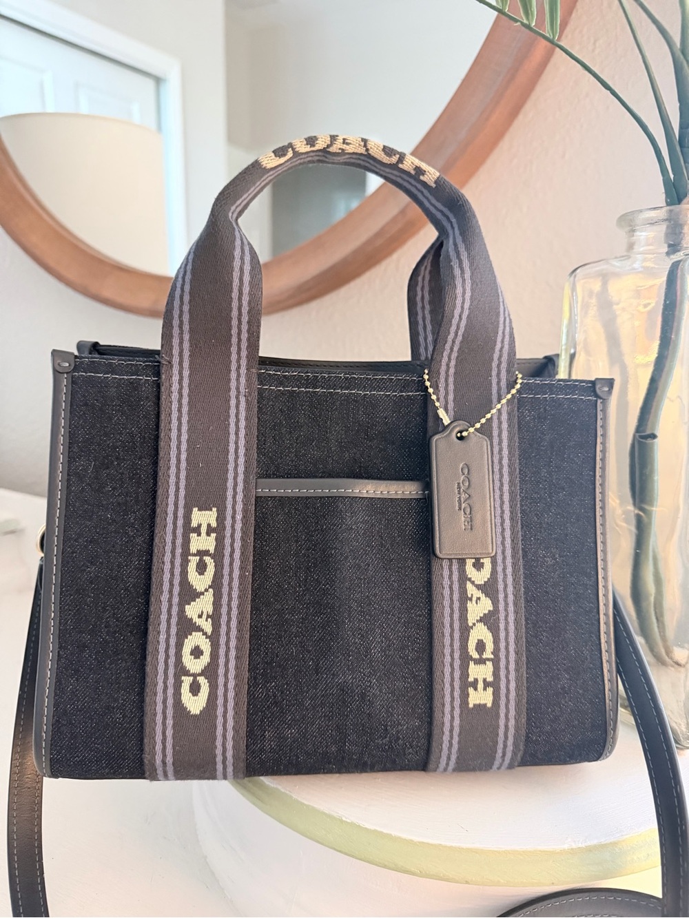 Coach Denim Tote with Branded Straps